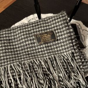 Dior Black and Gray Houndstooth Scarf